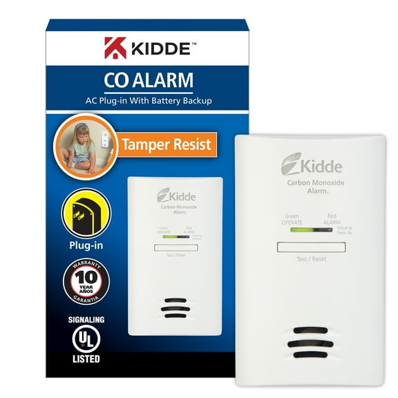 Kidde AC Plug-In Carbon Monoxide Detector with Battery Backup, CO Alarm with LED Light Indicators