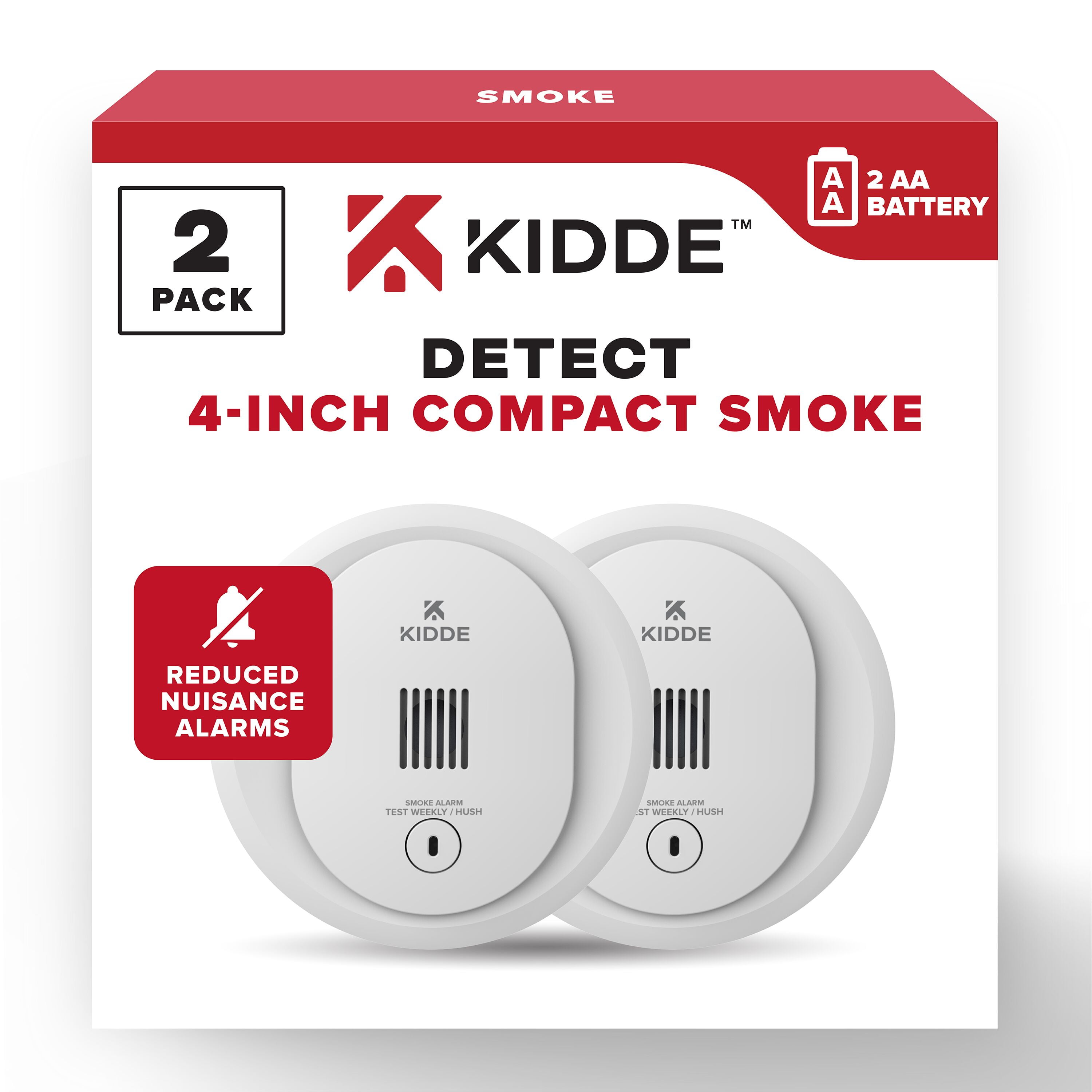 Kidde Battery-Operated Photoelectric Smoke Detector Alarm, 4-inch, Batteries Included, 2 Pack