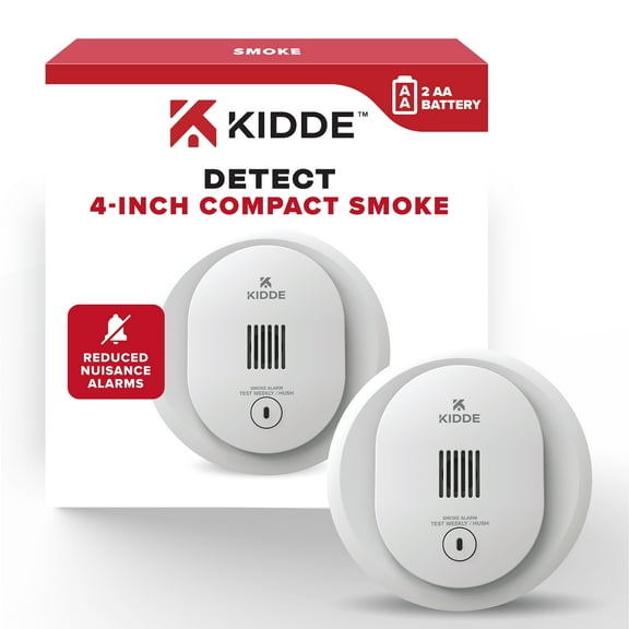 Kidde Battery-Operated Photoelectric Smoke Detector Alarm, 4-Inch, Batteries Included