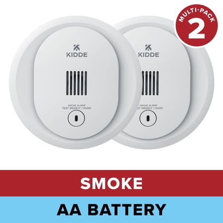 Kidde Battery-Operated Photoelectric Smoke Detector Alarm, 4-inch, Batteries Included, 2 Pack