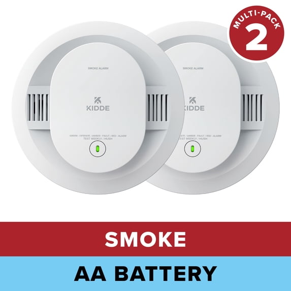 Kidde Battery-Operated Photoelectric Smoke Detector Alarm, 5-inch, Batteries Included, 2 Pack