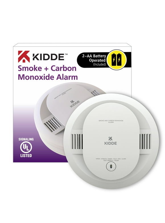 Kidde Battery Operated Smoke & Carbon Monoxide Detector with LED warning indicators & Test-Hush Button