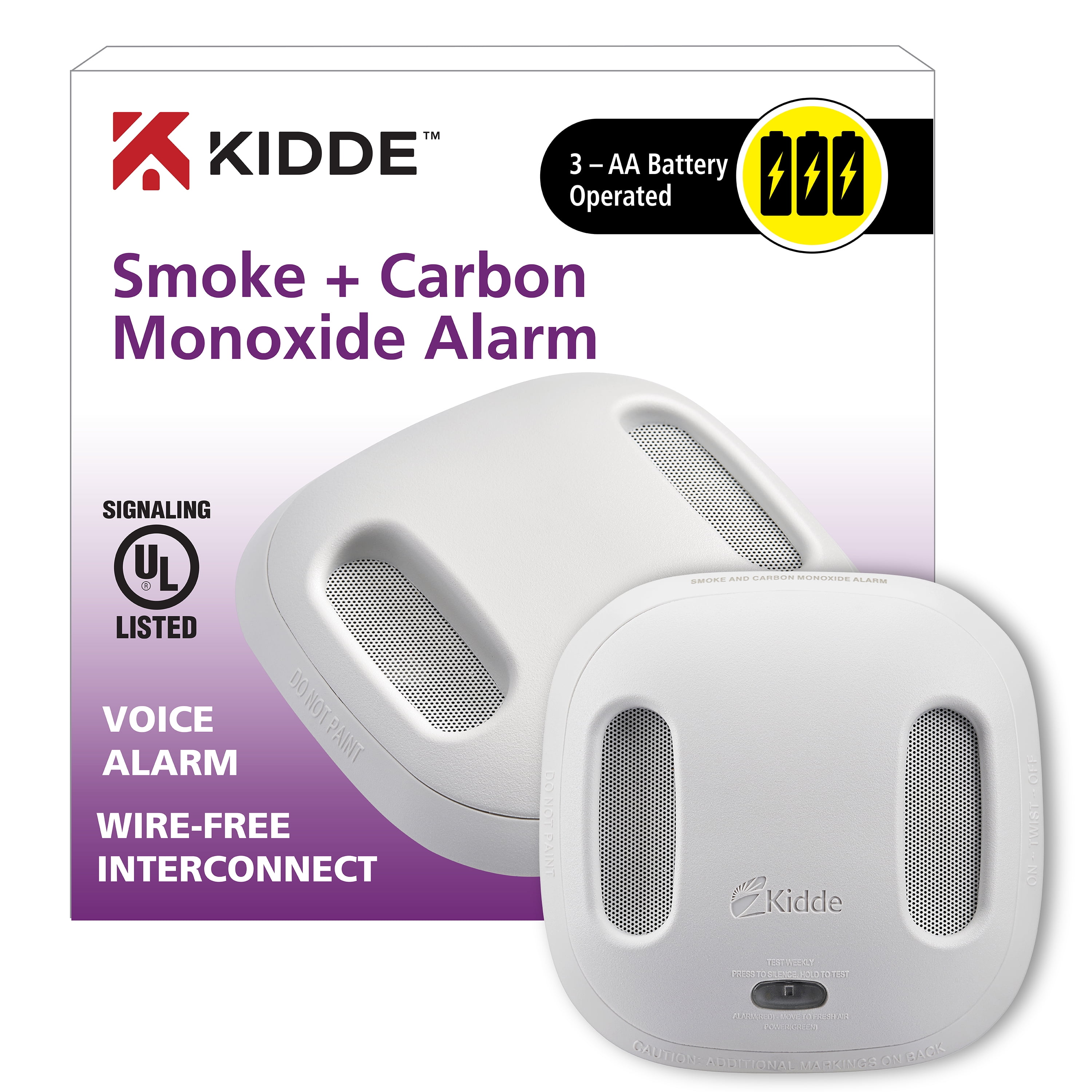 Kidde Carbon Monoxide Detector, AA Battery Powered CO Alarm with LEDs,  Test-Reset Button, Low Battery Indicator, Portable
