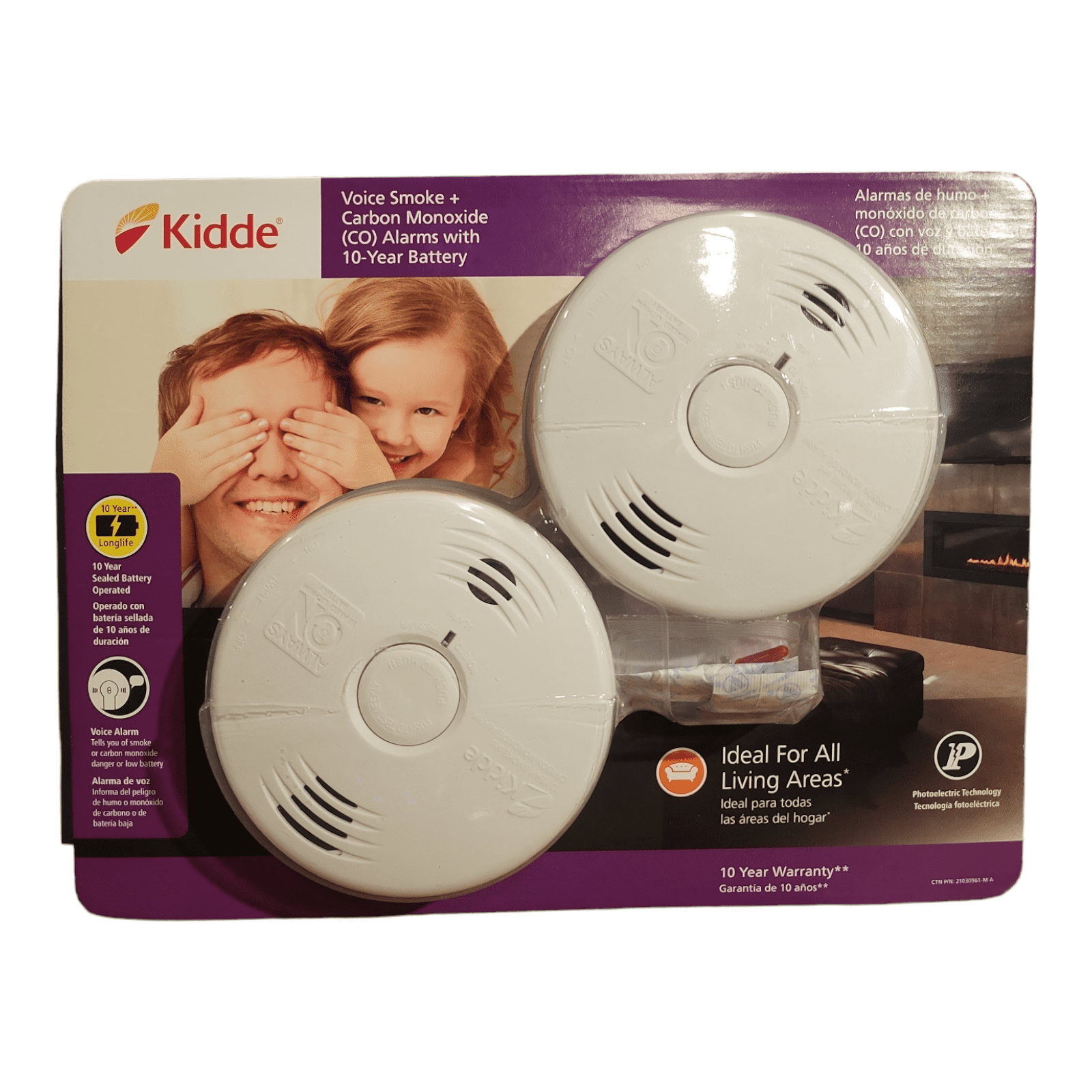 Kidde Combo 2Pack 10 Year Liion Battery Smoke+CO Detectors Voice