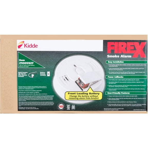 Kidde Hardwire Ionization Smoke Detectors with Battery Backup and Front Battery Door, 6 Pack