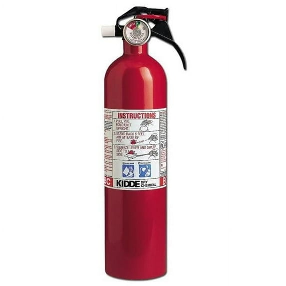 Kidde Dry Chemical Hand Portable Fire Extinguisher, 10-BC, 2.5 lbs, Metal