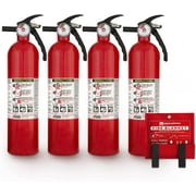 Kidde FA110 Multi Purpose Fire Extinguishers for The House and Boat with Wall Mount Bracket, (Rating 1-A:10-B:C) 4 Pack, Includes Wholesalehome Fire Blanket
