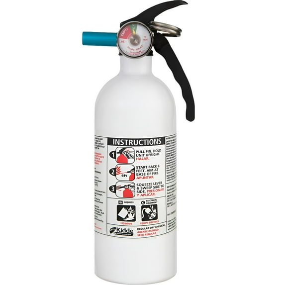 Kidde Fire Extinguisher 5B:C 3-1/4"Wx3-1/4"Lx11-7/10"H White 21006287MTL