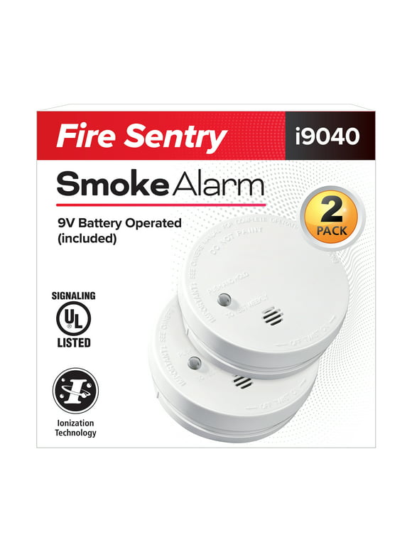Kidde Fire Sentry Battery Operated 4-inch Smoke Detector, with 85 decibel alarm, 2 pack