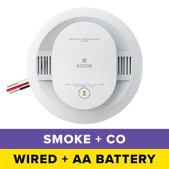 Kidde Hardwired Combination Smoke & Carbon Monoxide Detector, AA Battery Backup, 5-inch