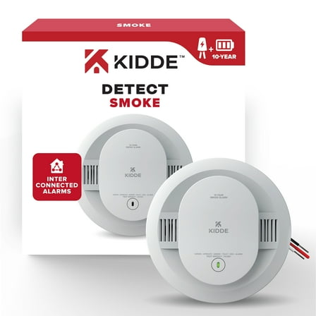 Kidde Hardwired Photoelectric Smoke Detector Alarm, 10-Year Lithium Sealed Battery Backup
