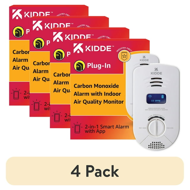 (4 pack) Kidde Plug-In Smart Carbon Monoxide Detector & Indoor Air