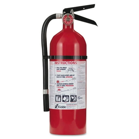 Kidde Pro 210 Fire Extinguisher Chrome-Plated Brass Valve with Wall Hanger, 4 lb