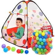 Kiddey Kids Ball Pit Play Tent - 100 Ball Pit Balls Included - Pops up No Assembly Required - Use as a Ball Pit or As an Indoor/Outdoor Play Tent, (Ball Pit with Balls)