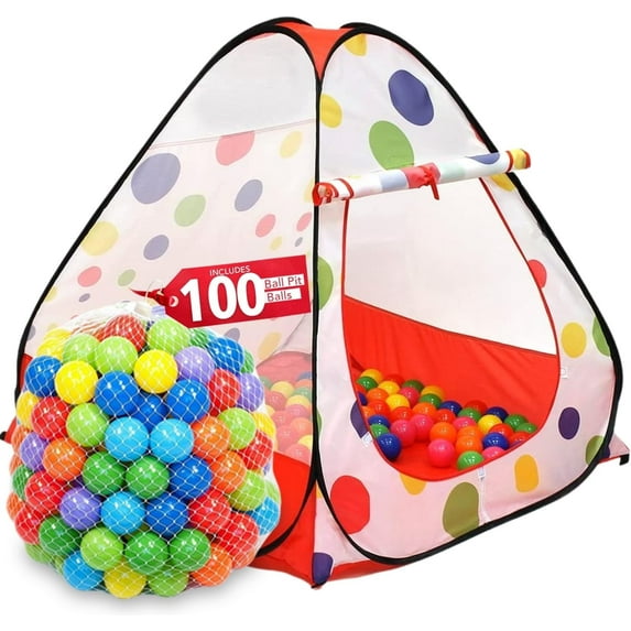 Kiddey Kids Polka Dot Ball Pit Play Tents, Polyester TEEPEE 100 BALLS