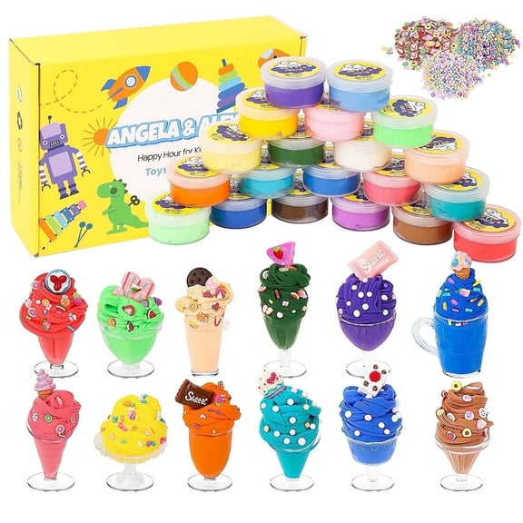 KiddiTouch 20 Pack Butter Cloud Slime Kit for Girls, Stretchy and Non-Sticky, Stress Relief Toys for Boys, Soft DIY Slime, Party Favors for Kids 8-12