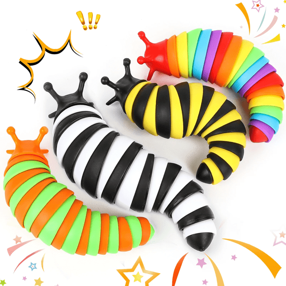KiddiTouch 4 Pcs Slug Sensory Toys for Kids with Autism, Fidget Toy for Autistic Kids & Adults, 3D Articulated Slugs