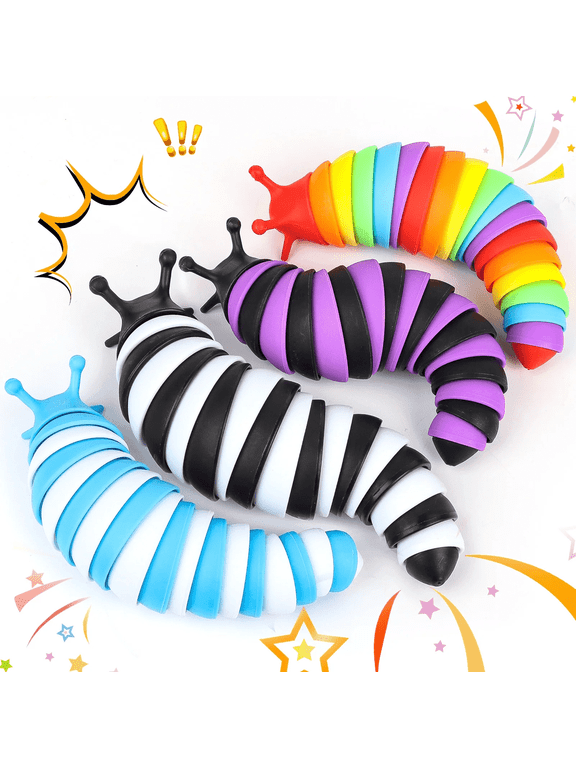 4 Pcs Slug Sensory Toys for Kids with Autism, Fidget Toy for Autistic Kids & Adults, 3D Articulated Slugs