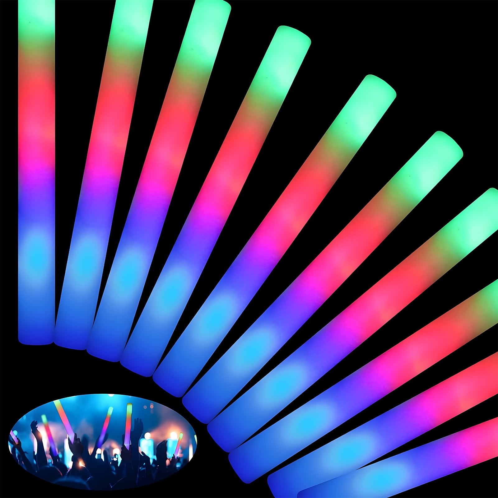 KiddiTouch 14 Pcs Glow Sticks, LED Foam Light up Stick Bulk with 3 ...