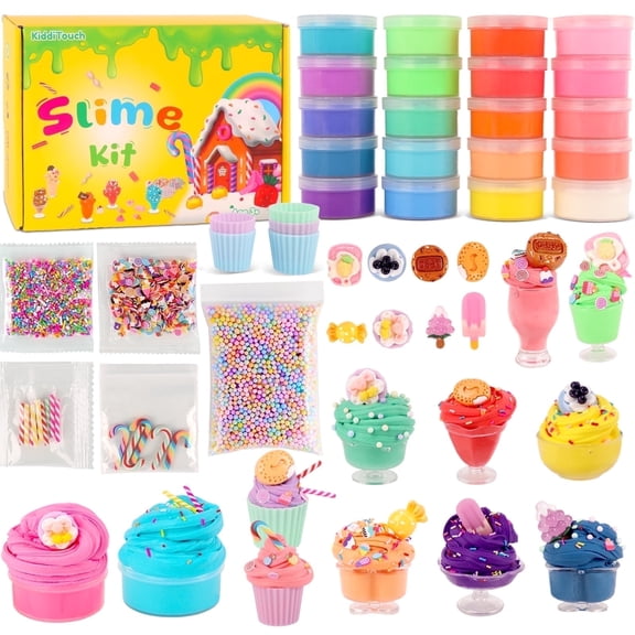 KiddiTouch Butter Slime Kit for Kids, Upgraded 20 pack Cloud Slime Making Kit, Stress Relief Toys for Boys Girls Ages 5-7 Party Favor Birthday Gifts