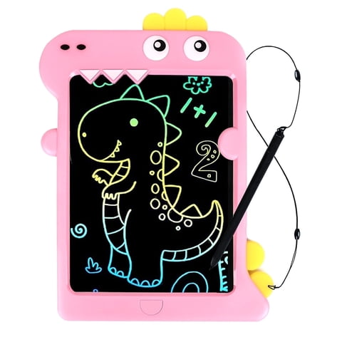 KiddiTouch LCD Writting Tablet for Kids 10 Inch Dinosaur Erasable Doodle Board Mess Free Drawing Pad for Boys Educational Toys Birthday Gift(Pink)