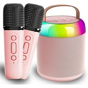 KiddiTouch Mini Karaoke Machine for Graduation Party, Rechargeable Wireless Microphones for Kids Birthday/Home Party Gifts (Pink)