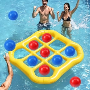 KiddiTouch Pool Toys Games Set, Inflatable Pool Toy with 10 Tossing Balls,Outdoor Family, Party, Beach Game for Adults