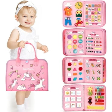 KiddiTouch Toddler Busy Board, Montessori Toys for Age 1 2 3 Girl Birthday Gifts - Educational Busy Book, Kids Sensory Toy, Preschool Learning Activities and Travel Toys for Toddlers 1 2 3 4