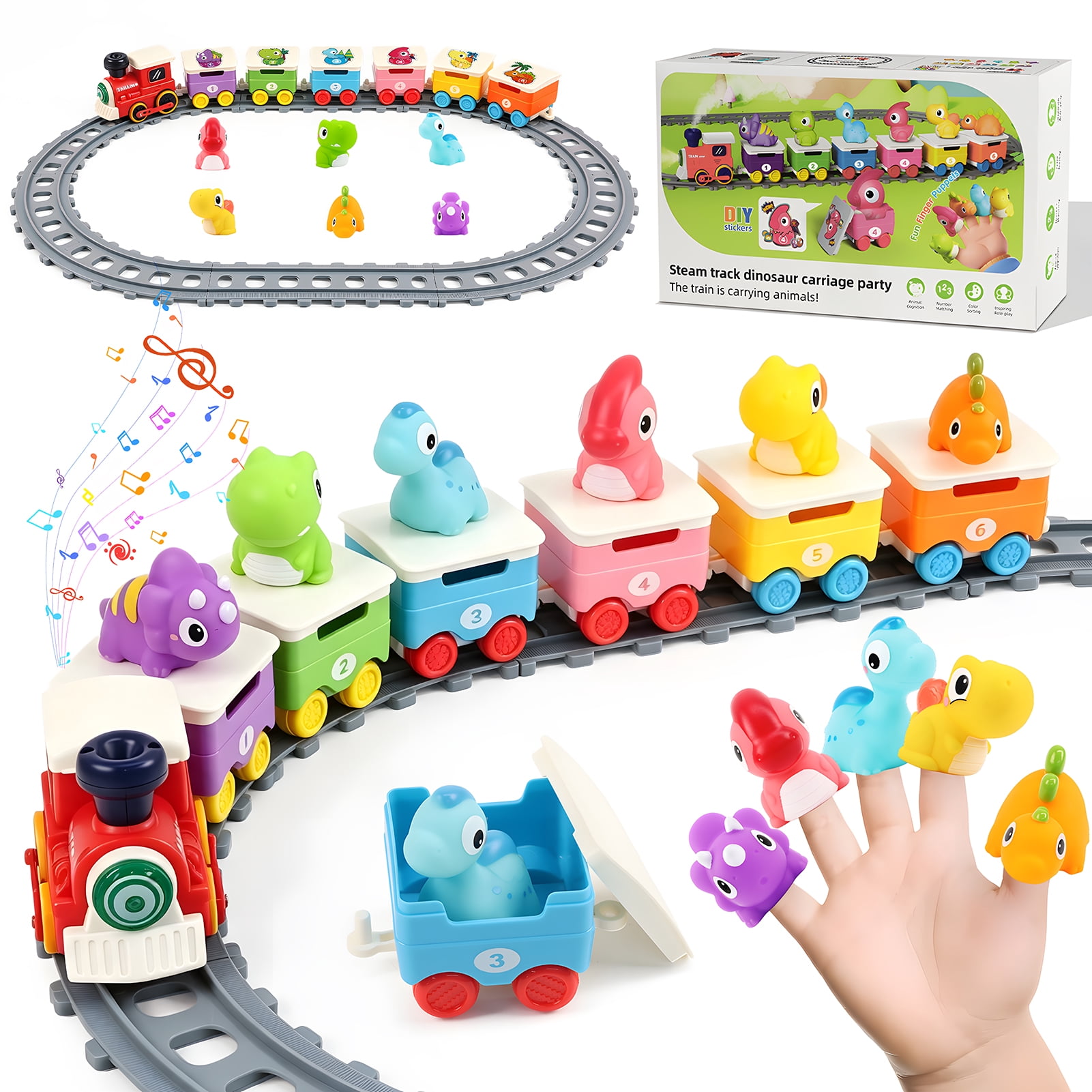 KiddiTouch Train Toys for Toddlers 2-4 with Music,Steam and Lights
