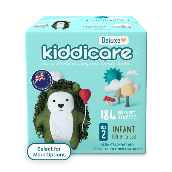 Kiddicare Disposable Diapers - Size 2 Infant (8-15 lbs) - 184 Count
