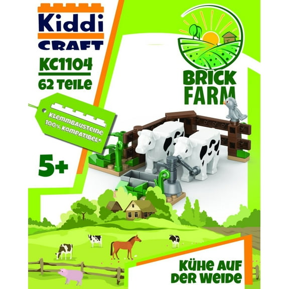 Kiddicraft Brick Farm Cows on the Pasture Building Set KC1104