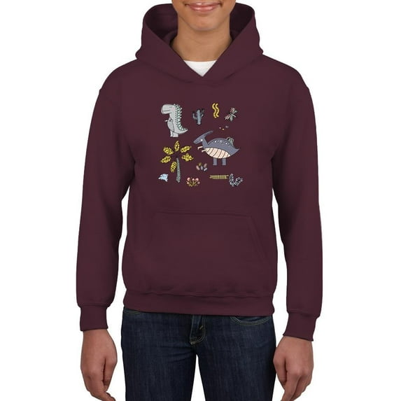 Kiddie Cartoon Dinosaurs Art Hoodie Juniors -Image by Shutterstock, Small