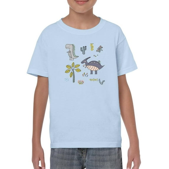 Kiddie Cartoon Dinosaurs Art T-Shirt Juniors -Image by Shutterstock, x-Small