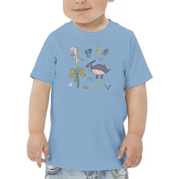 Kiddie Cartoon Dinosaurs Art T-Shirt Toddler -Image by Shutterstock,  2 Toddler