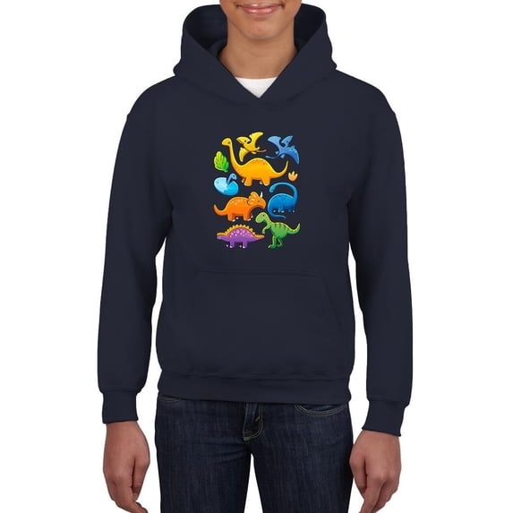 Kiddie Colorful Dinos Art Hoodie Juniors -Image by Shutterstock,  Small