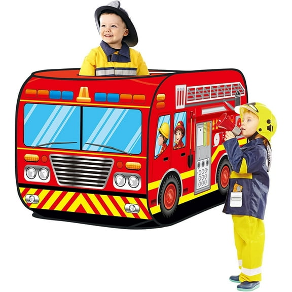 Kiddie Play Fire Engine Truck Tent, Indoor/Outdoor Pop Up Play Tent Playhouse for Kids Boys and Girls