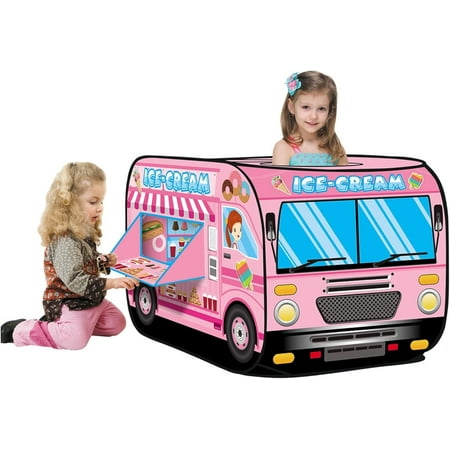 Kiddie Play Ice Cream Truck Pop Up Play Tent, Indoor/Outdoor Playhouse for Kids Boys and Girls