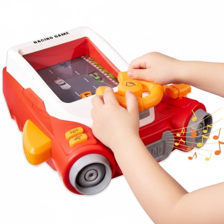 Kids Racing Car Steering Wheel Toy – Interactive Driving Simulator Game with Lights & Sounds, Toddler Car Dashboard Playset, Educational Pretend Play Toy for Boys & Girls Ages 2-5