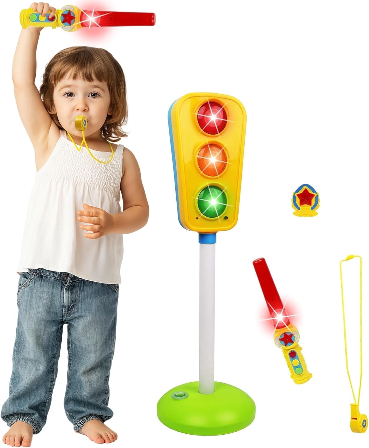 Traffic Light Toy for Kids Cars and Bikes with Lights and Sounds for Teacher Classroom Supplies Educational Lamp by Kiddie Play