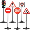 thumbnail image 1 of Kiddie Play Traffic Light and Road Signs Toy Kit for Kids, 5 Street Signs & 1 Stop Light 6-Piece Set, 1 of 5