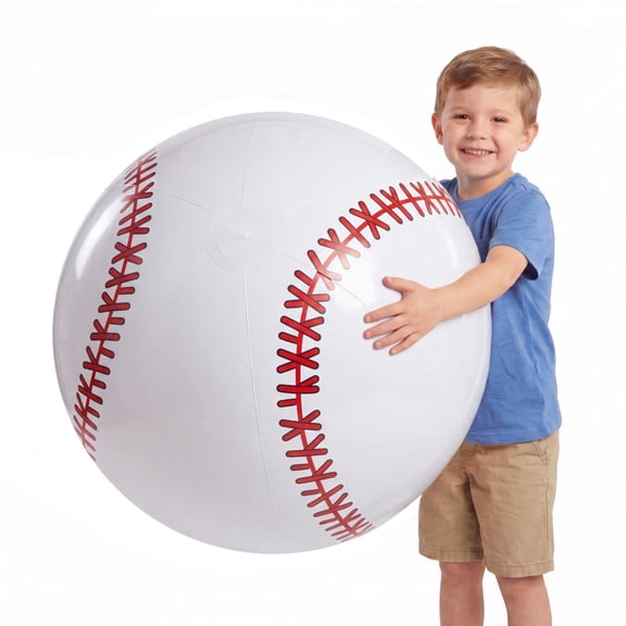 KiddieLoot 24-Inch Giant Inflatable Beach Balls, Baseball Design, 3-Pack
