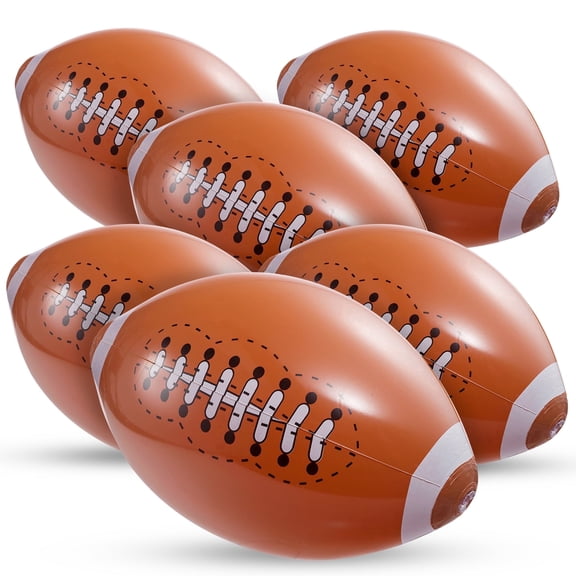 KiddieLoot Inflatable Football Beach Balls 6 Pack  16 Inch Blow Up Pool Balls for Kids, Summer Pool Toys, Sports Party Favors, Beach & Backyard Games