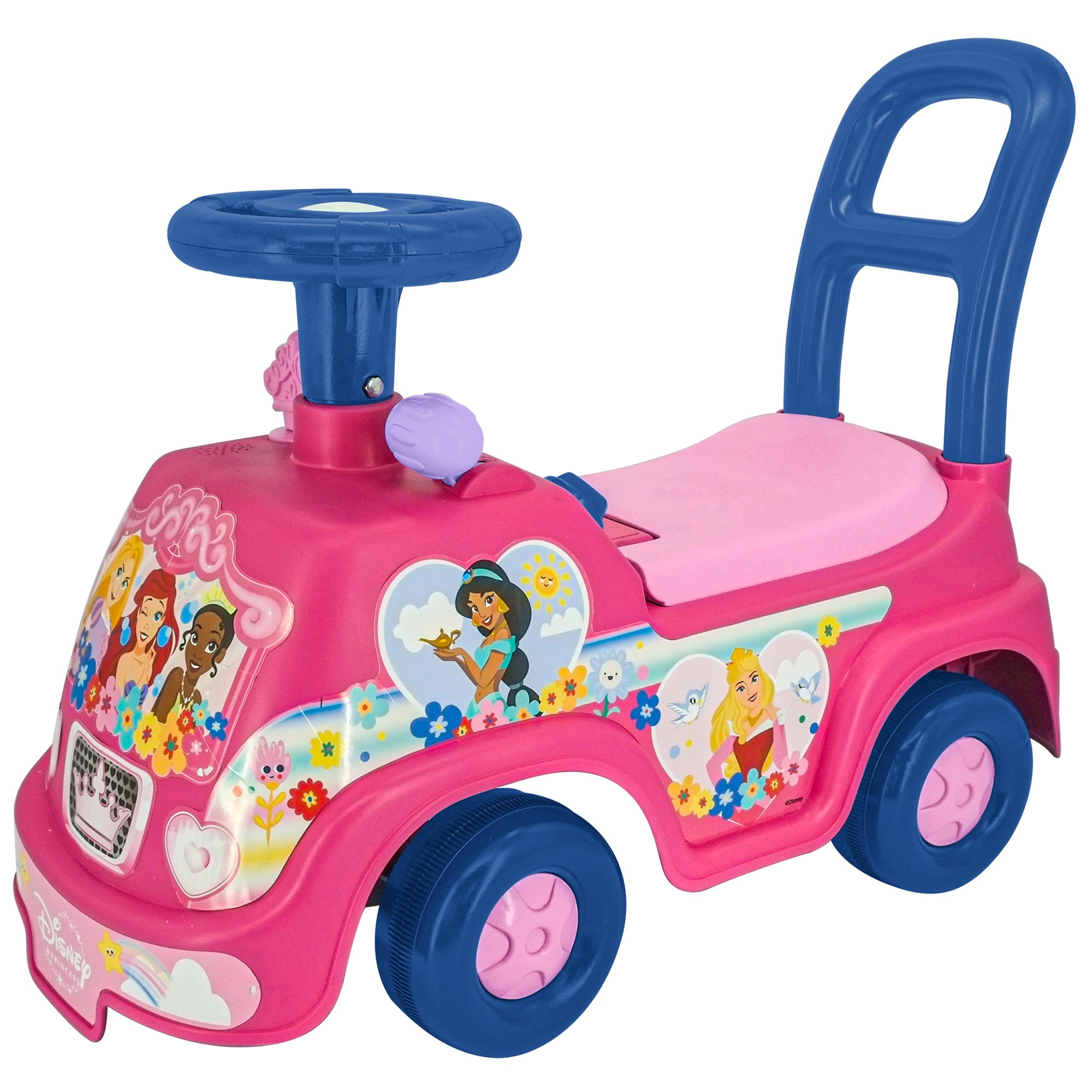 Kiddieland: Adventure Ride-On - Disney Princess - Magical Light & Sound Foot-To-Floor Vehicle, Interactive Dashboard, Push-Pull Handle, Toddlers 12mo+