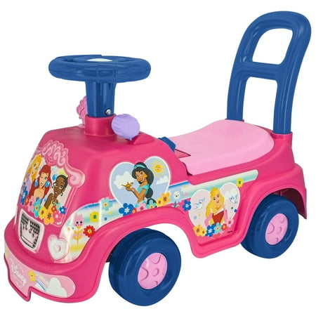 Kiddieland: Adventure Ride-On - Disney Princess - Magical Light & Sound Foot-To-Floor Vehicle, Interactive Dashboard, Push-Pull Handle, Toddlers 12mo+