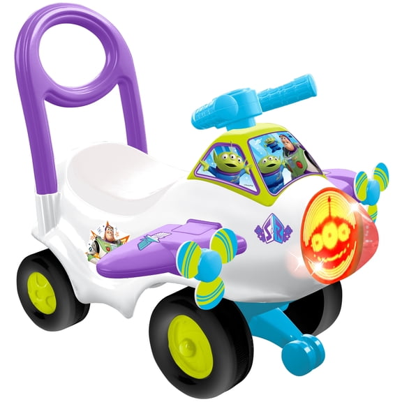 Kiddieland: Animated Lights Activity Plane - Buzz Lightyear - Disney Lights-Sounds Foot-To-Floor Vehicle, Interactive Steering Wheel, Toddlers 12-36mo