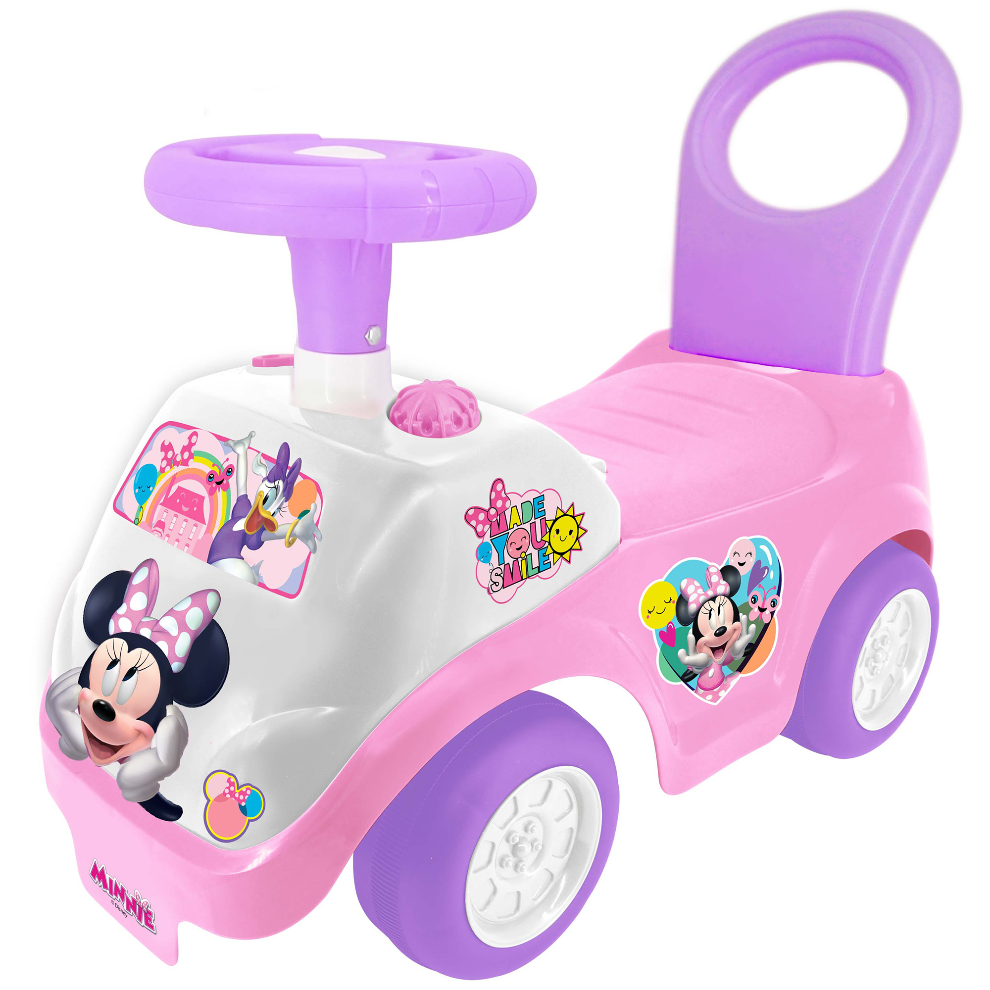 Kiddieland Disney Lights 'N' Sounds Ride-On: Minnie Mouse Kids Interactive Push Toy Car, Foot To Floor, Toddlers, Ages 12-36 Months - image 1 of 5