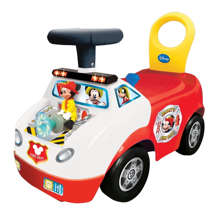 Kiddieland Disney Mickey Mouse Fire Truck Ride-On Car, Red