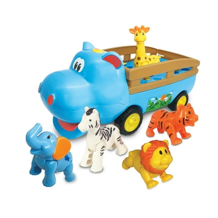 Kiddieland Happy Hippo N' Friends Toy Vehicle w/ Animal Figures