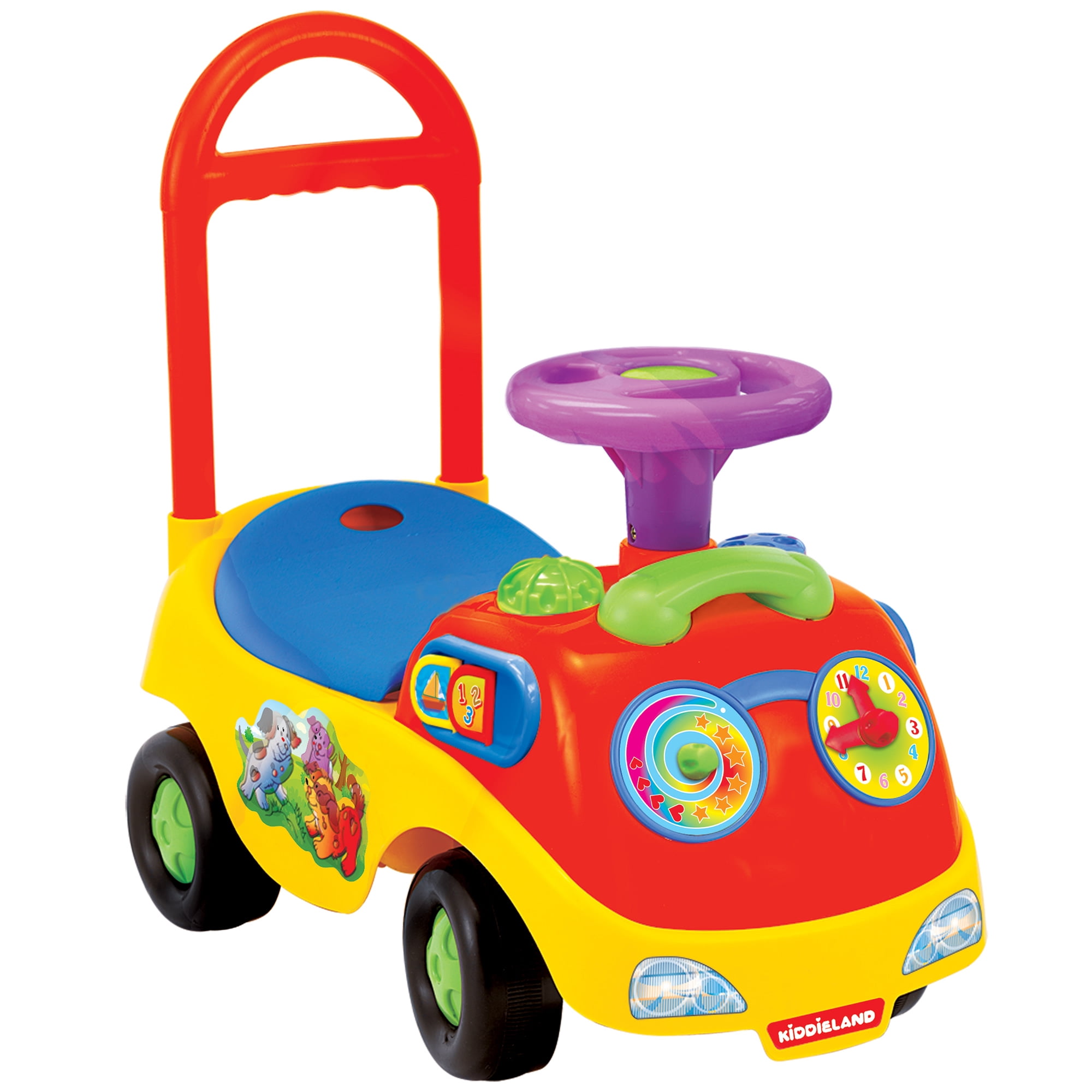 Kiddieland: My First Funtime Ride-On - Puppy & Kitten - Lights & Sounds Foot-To-Floor Vehicle, Interactive Dashboard, Seat Storage, Toddlers 12-36mo