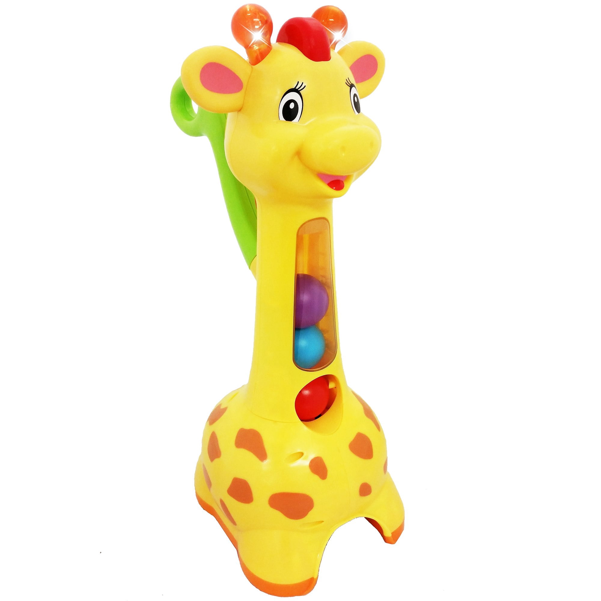 Kiddieland: Pick n' Pop Giraffe - Light & Sounds Interactive Toy Walker, Chasing Play, Blast & Collect Balls, Push & Pull Handle, Kids-Toddlers 18mo+